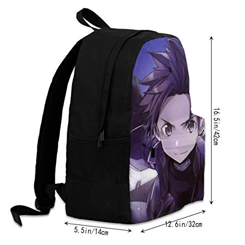 Sword Art Online Kirigaya Kazuto - Mochila de viaje para adultos, ligera, resistente, de gran capacidad, color negro, Negro (Negro) - Black-48