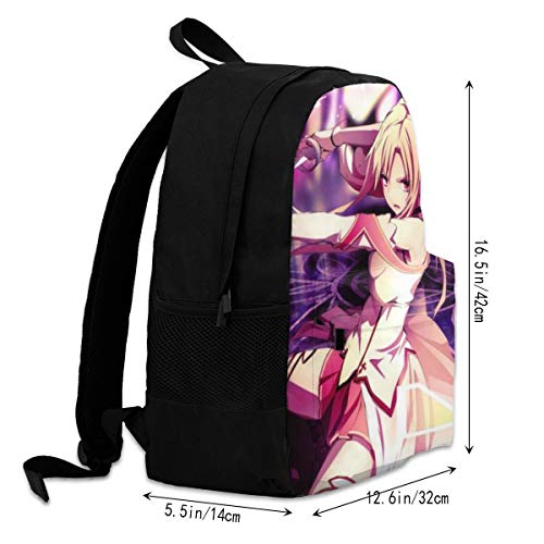 Sword Art Online Yuuki Asuna Colorida Mochila para Adultos Ligeros Bolsas de Viaje Imprimir Mochila Durable Gran Capacidad Mochila Negro, Negro (Negro) - Black-48