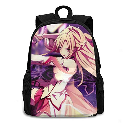 Sword Art Online Yuuki Asuna Colorida Mochila para Adultos Ligeros Bolsas de Viaje Imprimir Mochila Durable Gran Capacidad Mochila Negro, Negro (Negro) - Black-48