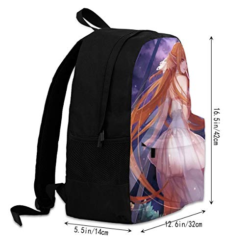 Sword Art Online Yuuki Asuna5.Webp - Mochila de viaje para adultos, ligera, resistente, de gran capacidad, color negro, Negro (Negro) - Black-48