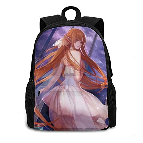 Sword Art Online Yuuki Asuna5.Webp - Mochila de viaje para adultos, ligera, resistente, de gran capacidad, color negro, Negro (Negro) - Black-48