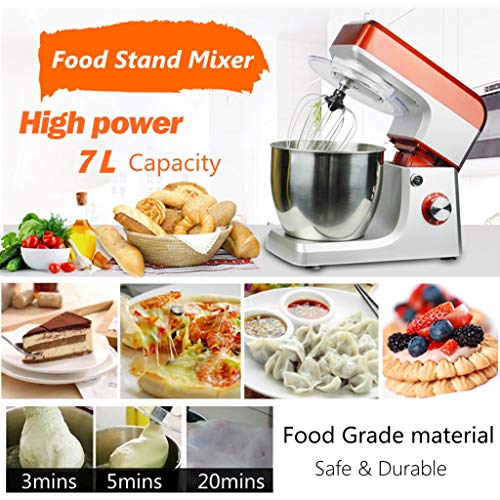 SWQG-Sartén Batidora Amasadora  Eléctrico de Gran Capacidad 7L Acero Inoxidable Tazón Automática Blender Huevo Batidor Máquina Chef Torta Pan Masa Mezclador con Cabeza Inclinable Mezclador 1200W