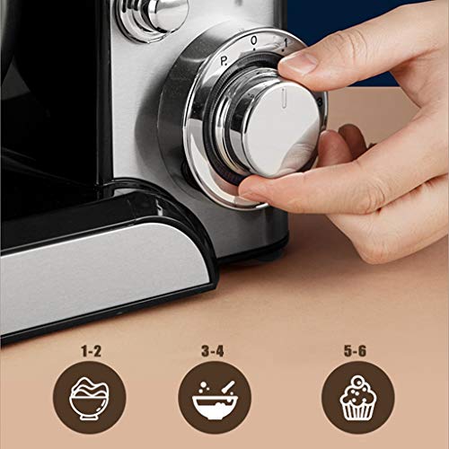 SWQG-Sartén Robot Cocina  Eléctrico Batidora Amasadora  6 Velocidades con Las Batidoras de Pie Acero Inoxidable 5.5L Bowl, el Gancho Amasador, Mezcla Batidor y Baten, 1200W