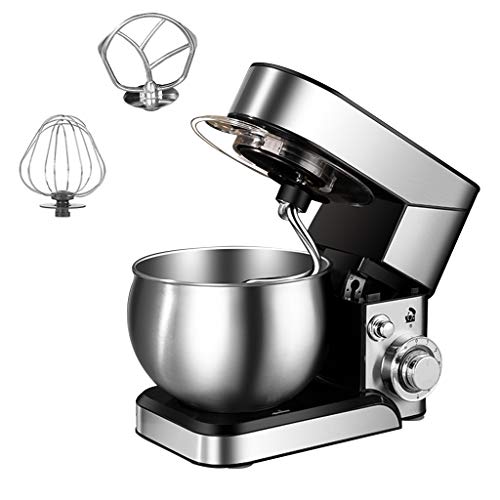 SWQG-Sartén Robot Cocina  Eléctrico Batidora Amasadora  6 Velocidades con Las Batidoras de Pie Acero Inoxidable 5.5L Bowl, el Gancho Amasador, Mezcla Batidor y Baten, 1200W