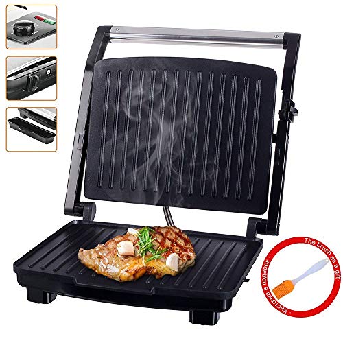 Syczdkx Cubierta Parrilla y Plancha eléctrica Combo, 5-Sirviendo Multi-Plate sistema Evolve Grill, Deep Dish bandeja de hornear y Muffin Pan, la Capacidad extra grande, y un acabado de acero inoxidabl