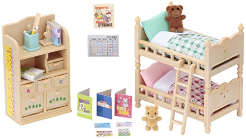 SYLVANIAN FAMILIES Children's Bedroom Furniture Mini muñecas y Accesorios, (Epoch para Imaginar 4254) + Animales Set Utensilios para Cocina (Epoch para Imaginar 5090)