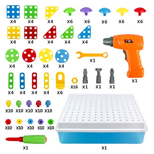 Symiu Bloques Construccion Rompecabezas Bricolaje 223 Piezas Puzzle Infantiles Tablero Caja Herramientas Juguete para Niños 3 4 5 6 Años