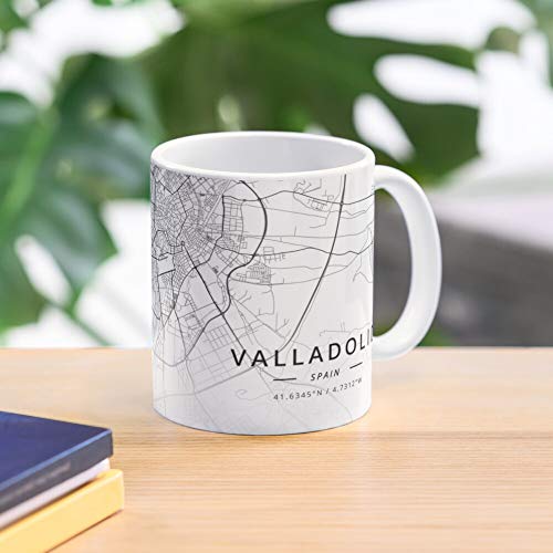 Synamatic City Valladolid Streets Spain Town Street Village Map La Mejor Taza de café de cerámica Blanca de 11 oz