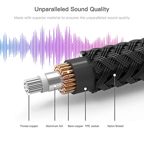 Syncwire Profesional Cable para Guitarra 3m (10ft) - Cable de Jack Guitarra 6.35mm (1/4") Cable Mono Trenzado de Nailon para Instrumentos, Guitarra eléctrica, bajo, Amplificador y Teclados - Negro