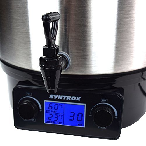 Syntrox Germany GK-2000W-SS De Luxe - Olla eléctrica de acero inoxidable con grifo (27 L)