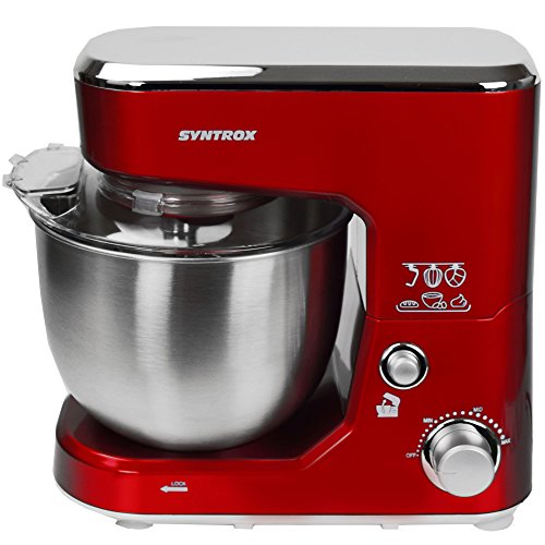 Syntrox Germany KM-1000W - Robot de cocina (recipiente de acero inoxidable, 5 L), color rojo