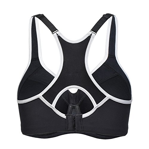 SYROKAN - Sujetador Deportivo de Alto Impacto con Aros y Fina Espuma para Mujer Negro ES:105D (EU 90D)