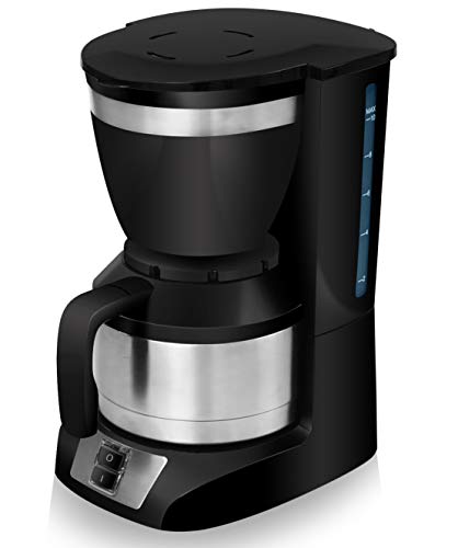 Sytech Cafetera eléctrica de Goteo con Jarra térmica, Acero Inoxidable, Negro, 1 L