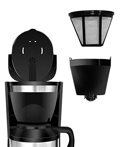 Sytech Cafetera eléctrica de Goteo con Jarra térmica, Acero Inoxidable, Negro, 1 L