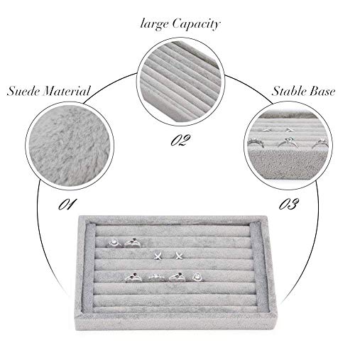 SYWAN Caja de Anillo de Terciopelo Interior la joyería Pendientes Anillos Gemelos Almacenamiento Organizador de Regalos Caja Bandeja Caja Titular (Grey)