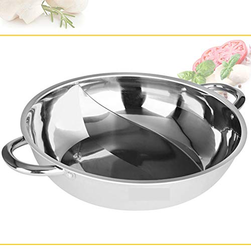 SYY-ES Mejor Venta de Acero Inoxidable de la Serie de Cocina Hot Pot Doble Split Doble Inferior Gruesa Cocina de inducción Olla Universal Pot Olla sin Recubrimiento,S