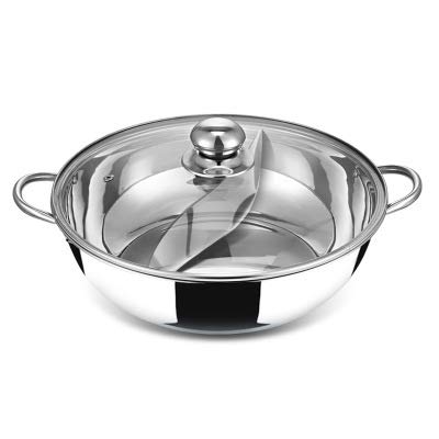 SYY-ES Mejor Venta de Acero Inoxidable de la Serie de Cocina Hot Pot Doble Split Doble Inferior Gruesa Cocina de inducción Olla Universal Pot Olla sin Recubrimiento,S