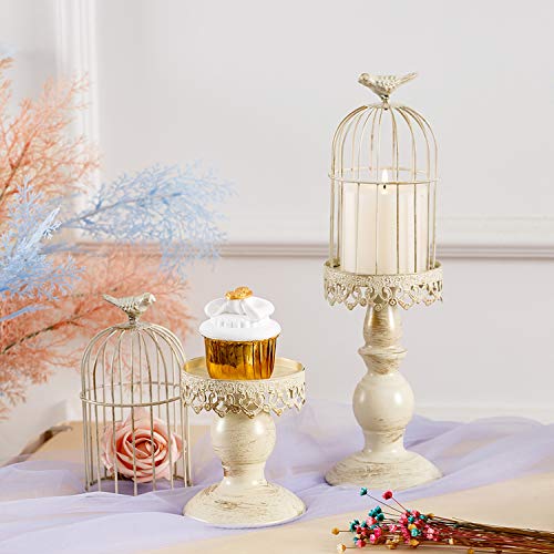 Sziqiqi Candeleros de Retro con Forma de Jaula de pájaro, Decoraciones para la Mesa de Boda, Decoraciones caladas de Hierro, S + L