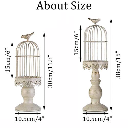 Sziqiqi Candeleros de Retro con Forma de Jaula de pájaro, Decoraciones para la Mesa de Boda, Decoraciones caladas de Hierro, S + L