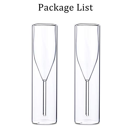 Sziqiqi Vasos a Granel de Cristal de Doble Pared con Copas de Champán, Copas de Vidrio Transparente Sin Tallo y Copas de Tulipanes Clásicos para Comidas, Bodas, Bares, Doble Pared