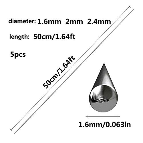 SZQL Aluminio Varillas para soldar, 5 Universal de Baja Temperatura de Aluminio Barras de reparación, Tubería Redonda Recta,5pcs,2.0mm