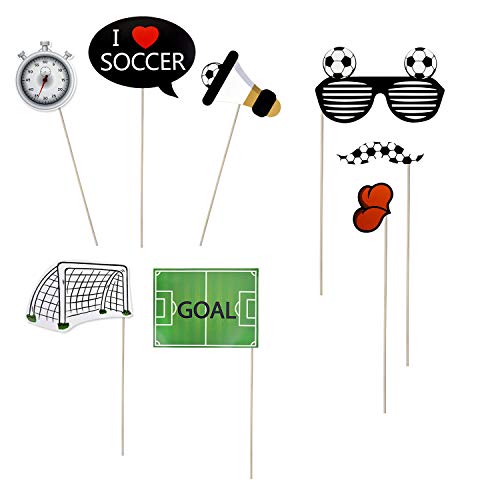 SZSMART 30pcs Fútbol Photo Props Fotocall, Accesorios de Fútbol Photo Booth Atrezzo Favorecer, Fiesta Deportiva Photo Booth Props Kit Decoraciones del Partido de Fútbol