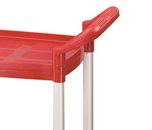 T-EQUIP - Carro de servicio con 3 estantes y capacidad de carga de 100 kg, 65,5 x 37 x 90 cm (rojo)