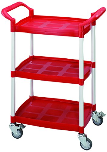 T-EQUIP - Carro de servicio con 3 estantes y capacidad de carga de 100 kg, 65,5 x 37 x 90 cm (rojo)