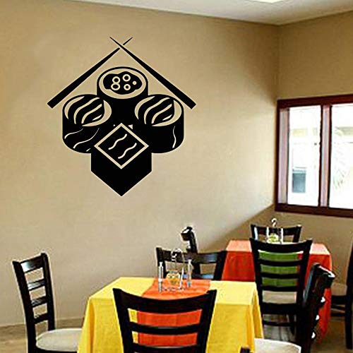 T-YIFUZX Sushi decoración de la Pared Tatuajes de Pared arroz Pescado Palillos Comida Japonesa Etiqueta de la Pared Sushi Ventana Etiqueta Vinilo Restaurante decoración Etiqueta 42x45 cm