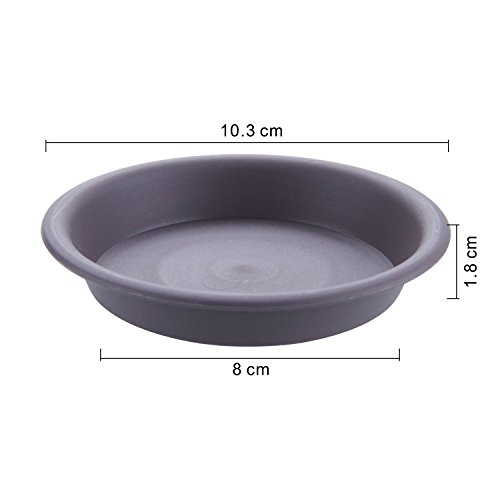 T4U 10 cm Plastico Redondo Suculento Platillo de Plantas Bandeja para Contener Gotas de Agua y Suelo (Gris Profundo, Conjunto de 10)