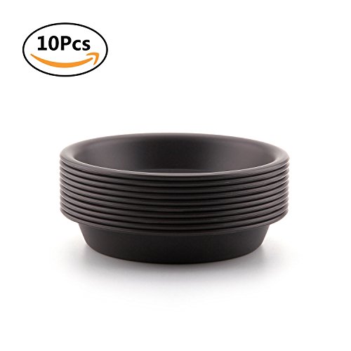 T4U 10 cm Plastico Redondo Suculento Platillo de Plantas Bandeja para Contener Gotas de Agua y Suelo (Gris Profundo, Conjunto de 10)