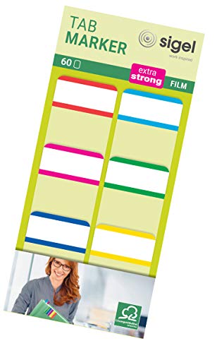 Tab Marker Film Adhesivo Marcadores Extra Fuerte 25 x 38 mm 60 Hojas Rojo / Magenta / Amarillo / Cian / verde / amarillo