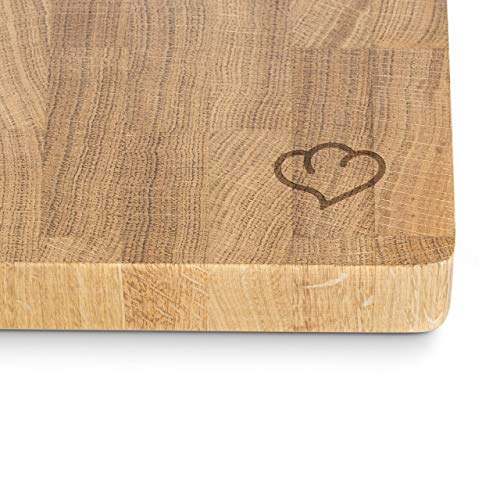 Tabla de cortar cocina Erik 30 x 40 x 4 cm - Tabla madera de roble Fuente de servir Tabla de cocina antideslizante incl. Instrucciones de cuidado