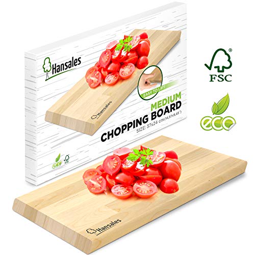 Tabla de Cortar Mediana para la Cocina - 37 X 24 X 2 cm – 4 Variaciones – Aprobado por FSC – Ecologica Hecha de Madera de Abedul – Adecuada para Cortar Pan Vegetales Frutas Carne Pescado