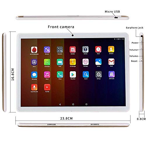 Tablets 10 Pulgadas Android 8.1,Octa Core,4GB de RAM,64GB de Memoria Interna,1280*800 HD IPS,3G Tablet,Dual SIM,WiFi/Bluetooth/GPS/OTG (Oro)