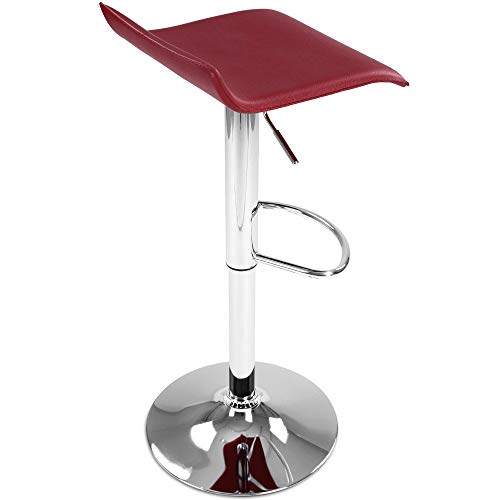 Taburete de Bar - con Reposapiés, en Metal Cromado y Cuero Artificial, Giratorio, Regulable en Altura, Color y Juego a Elegir - Sedia, Silla, Taburete, Comedor, Mueble (Vino rojo, Juego de 2)