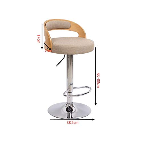 Taburete de Bar de Madera Maciza con elevación giratoria de 360 ​​Grados, Confort Completamente ergonómico, Taburete de Bar con Respaldo, Silla de mostrador