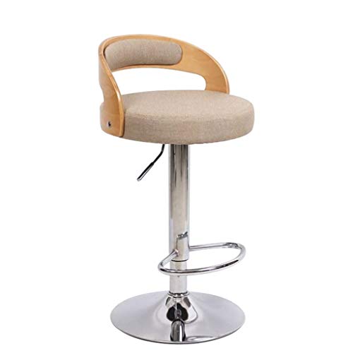 Taburete de Bar de Madera Maciza con elevación giratoria de 360 ​​Grados, Confort Completamente ergonómico, Taburete de Bar con Respaldo, Silla de mostrador