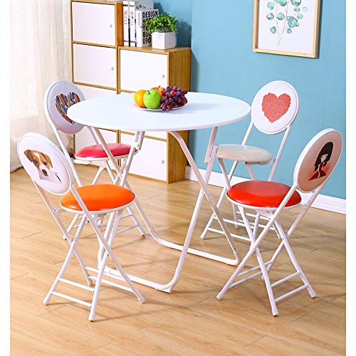 Taburete De Metal Plegable Protable, Silla De Asiento De Tela De Cuero PU Tapizada con Silla De Escritorio con Silla De Respaldo -Rosado H46cm(h18inch)