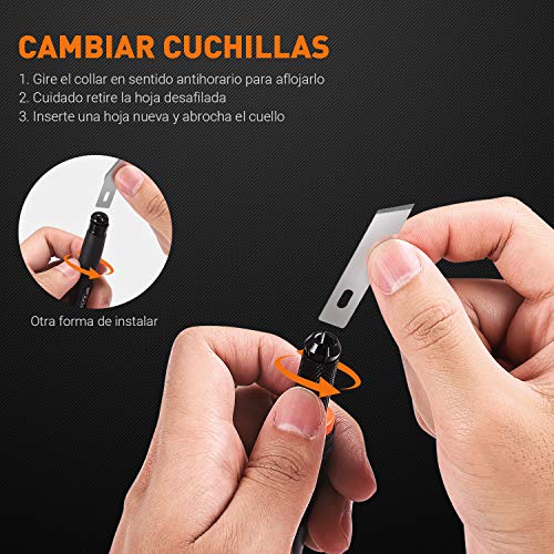 TACKLIFE - 22 Pcs Cuchillos Artesanales para Manualidades, Cúter Carving Craft, 4 Hojas de Mango, 18 Hojas, Adecuado para Papel, Madera de Balsa, Plástico, Tela, Tablero de Espuma etc - CKH01