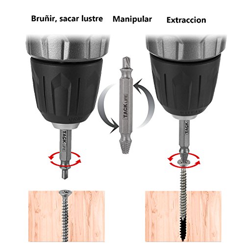 TACKLIFE SEB04A Extractor de Tornillos, 4 piezas Extractor de Tornillos con Estuche, Fabricado en Acero de Alta Velocidad 6542#, Dureza: 63-65HRC