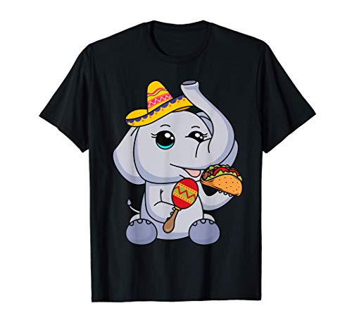 Taco de elefante bebé Ojos de Kawaii Sombrero mexicano Camiseta