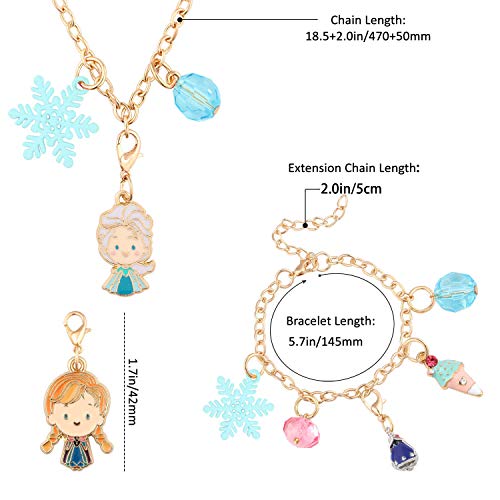 Tacobear Frozen Hacer Pulsera Collar Kit de Fabricación de Pulsera Collar DIY Joyería Elsa Anna Encantos Creación Regalos Manualidades Princesa Joyería Kit para Niñas