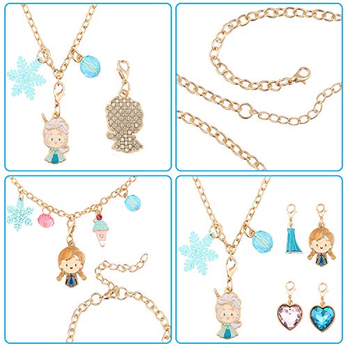 Tacobear Frozen Hacer Pulsera Collar Kit de Fabricación de Pulsera Collar DIY Joyería Elsa Anna Encantos Creación Regalos Manualidades Princesa Joyería Kit para Niñas