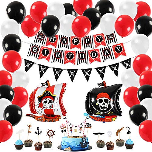 Tacobear Pirata Decoraciones Cumpleaños Party Decoracion Pirata Globos Pirata Guirnalda Cake Topper Banner Cumpleaños Pirata para Niños