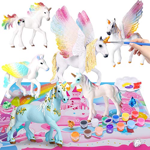 Tacobear Unicornio Figuras Pintar Juegos para Niños Unicornio Figuras para Pintar Unicornio Juguete Manualidades Creativo Juguete Cumpleaños Navidad Unicornio Regalo para Niña 4 5 6 7 8 9 años