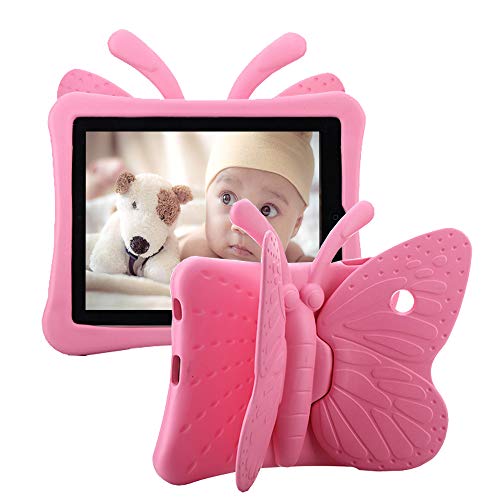 Tading - Funda para iPad 2, iPad 3, diseño de mariposa 3D, no tóxica, ligera, resistente a golpes y caídas, goma EVA duradera, para iPad 2/3/4 rosa rosa