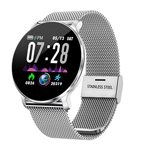 TagoBee TB11 Smartwatch Bluetooth IP68 Pulsera Inteligente Impermeable Reloj Movil HD Touch Screen Fitness Tracker Compatible con Android y iOS para Hombres Mujeres (Plata)