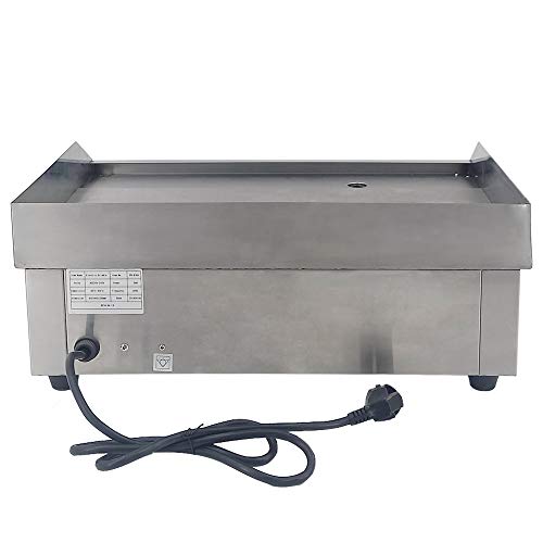 TAIMIKO Plancha Eléctrica Profesional Parrilla de Acero Inoxidable Plancha de Rejilla Lisa 3000W 16.8kg 220-240V Placa Caliente Comercial Parrilla de Barbacoa certificación CE