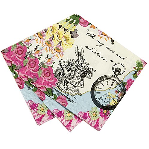 Talking Tables Alicia en el País de las Maravillas Bundle para fiestas/bodas | Diseñador Mad Hatter Tea Party Plates & Alice Luncheon y servilletas de cóctel